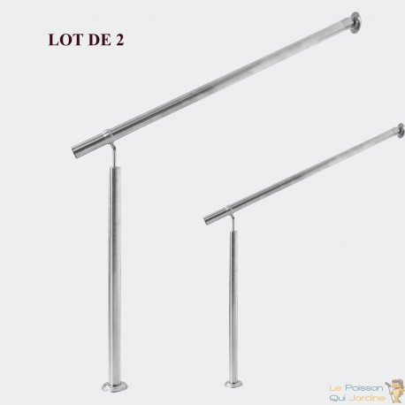 Lot De 2 Rambardes 100 cm En Acier Inoxydable Fixation Murale - Rampe