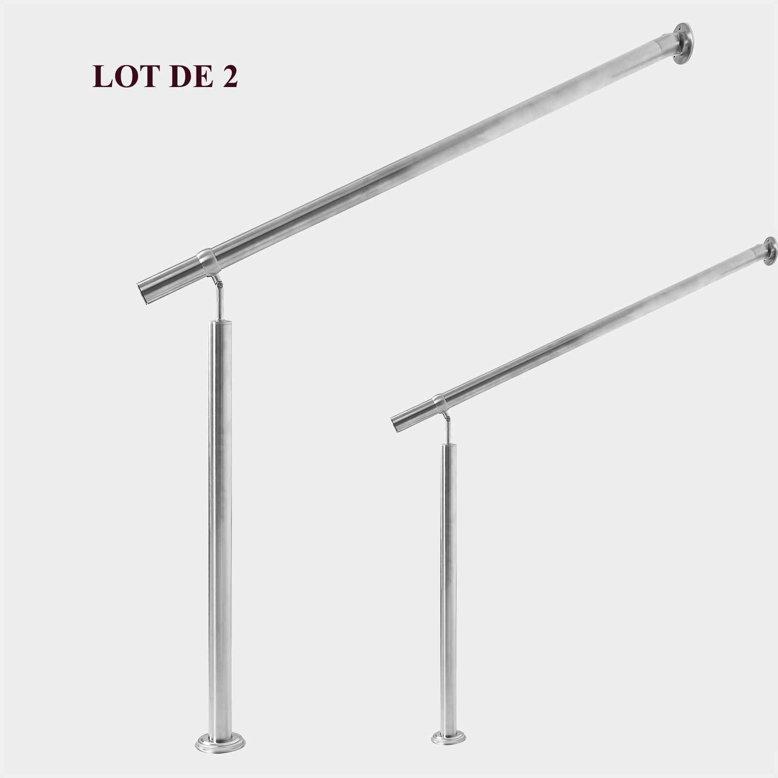 Lot De 2 Rambardes 100 cm En Acier Inoxydable Fixation Murale - Rampe