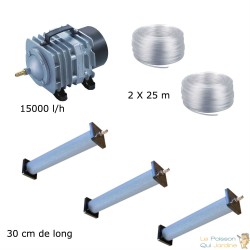 Set aération bassin de jardin 3 diffuseurs 30 cm de 25000 à 30000 litres