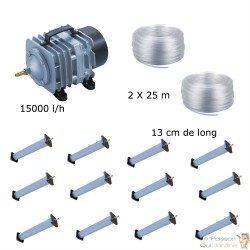 Set aération bassin de jardin 12 diffuseurs 13 cm de 25000 à 30000 litres