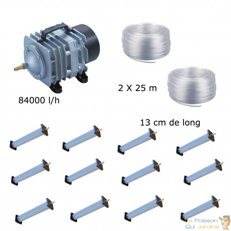 Set aération bassin de jardin 8400 l/h 12 diffuseurs 13 cm de 15000 à 20000 litres