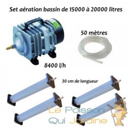 Set aérateur bassin de jardin de 15000 à 20000 l. Pompe à air bassin + 4 bulleurs longs