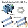 Set aérateur bassin de jardin de 15000 à 20000 l. Pompe à air bassin + 4 bulleurs longs