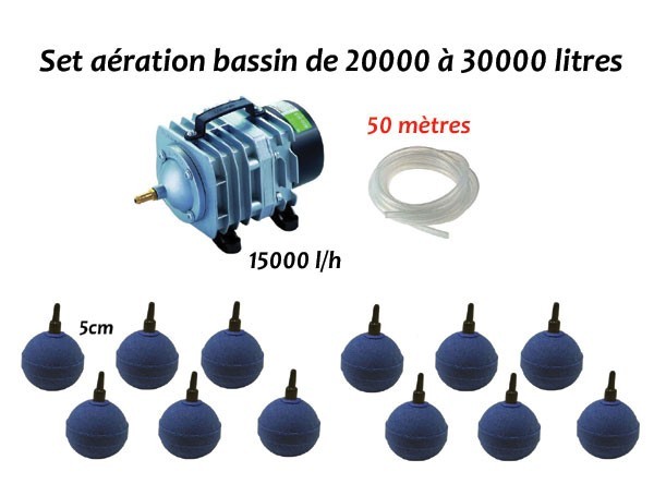 Set Aérateur bassin de jardin de 20000 à 30000 litres. Carpes Koï, poissons rouges