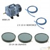 Set aération bassin 4800 l/h 3 diffuseurs 20 cm de 10000 à 15000 litres