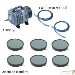 Set aérateur bassin de jardin 6 disques bulleurs 20 cm Pompe à air bassin de 25 à 30 m³