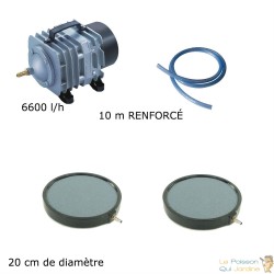 Set aération bassin de jardin 6600 l/h 2 Disques 20 cm - 12000 à 15000 litres