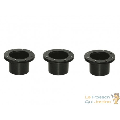 Lot de 3 connecteurs bâche - passe paroi PVC 50 mm pour bassin de jardin