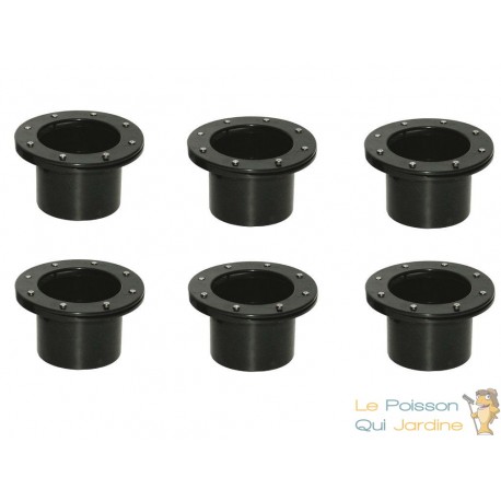 Lot de 6 connecteurs bâche - passe paroi PVC 40 mm pour bassin de jardin