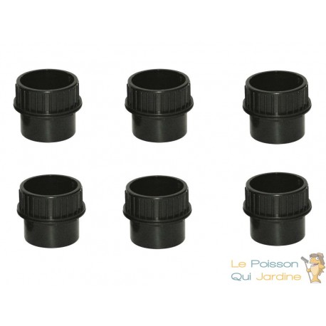 Lot de 6 : Passe paroi à visser PVC 40 mm pour bassin de jardin et étang