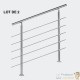 Lot, 2 Rampes D'Escalier, Sur Pied, 100 cm, Acier Inoxydable, 5 Barres
