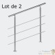 Lot, 2 Rampes D'Escalier Sur Pied, 180cm, Acier Inoxydable, 3 Barres