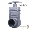 Lot de 3 vannes guillotines PVC 40 mm pour bassin de jardin et étang