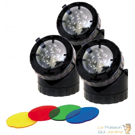 3 X Spot Led 1.6 W immergeable pour bassin de jardins et étangs ou pour le jardin