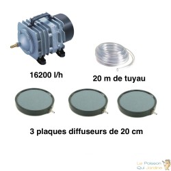 Set aération bassin de jardin 3 plaques 20 cm de 25000 à 30000 litres