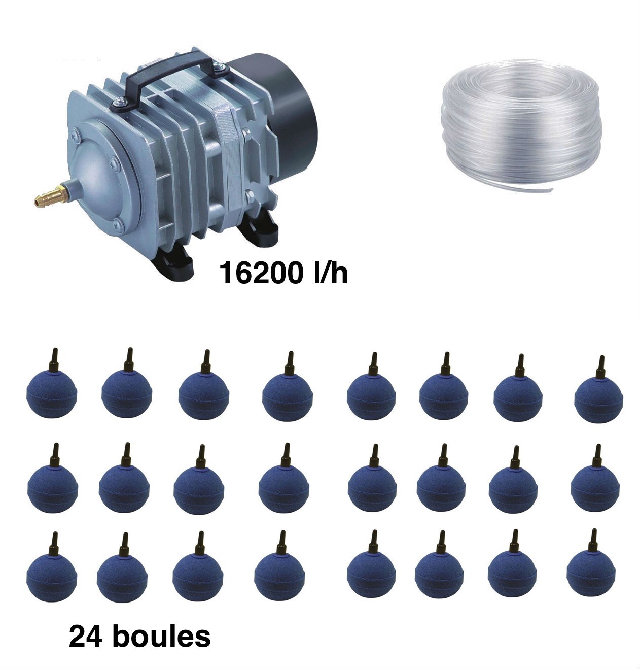 Set aération bassin de jardin 24 boules de 30000 à 50000 litres