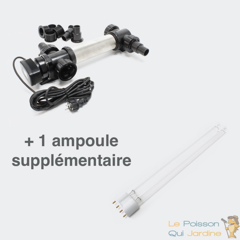 U.V Stérilisateur - Clarificateur 72W pour Bassin de 45 à 60 m³ + 2  ampoules de rechange - Le Poisson Qui Jardine