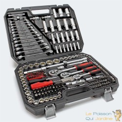 Coffret À Outils 3 Cliquets, Clefs plates, Coffret Complet, 215 pièces