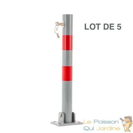 Lot de 5 Barrières rondes bloque parking et de stationnement. 70 cm de haut