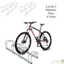 Lot De 2 : Rangement - Râtelier 4 Vélos Avec Fixation Au Sol - Longueur 96 cm - Rack 1 niveau