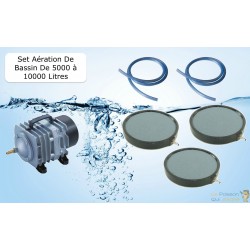 Set aération bassin 4200 l/h 3 diffuseurs 20 cm de 5000 à 10000 litres