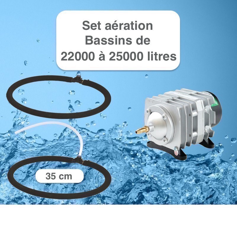 Set aération 2 Diffuseurs Poreux 35 cm pour bassin de jardin de max. 25 m³
