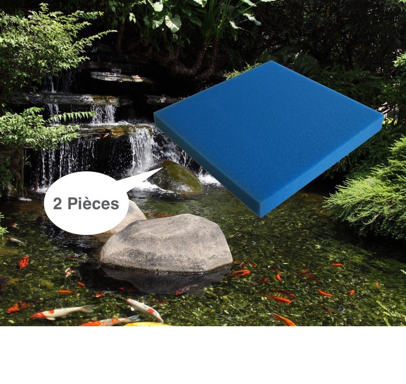 Lot de 2 mousses : 50 X 50 X 10 Avéolage fin Pour Bassin Et Aquariums 30 PPI