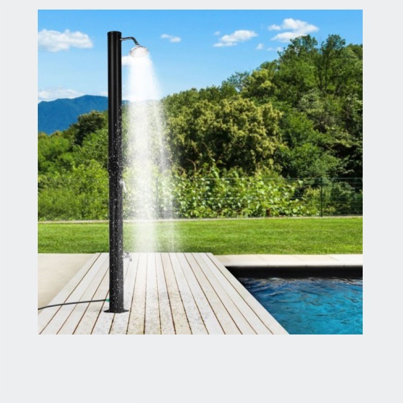 Douche Noire Solaire Pour Piscines, Campings, Avec Accessoires.