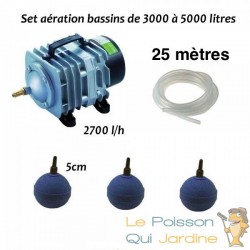 Set Aérateur Bassin de Jardin de 3000, 4000 et 5000 L. Pompe à air bassin + accessoires