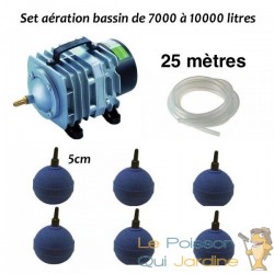 Set Aération Bassin de Jardin de 7000 à 10000 Litres. Pompe à air bassin + Accessoires