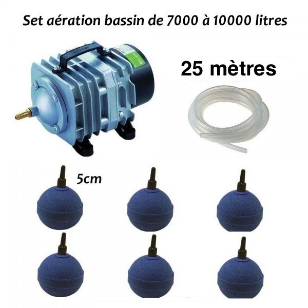 Set Aération Bassin de Jardin de 7000 à 10000 Litres. Pompe à air