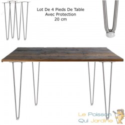 4 Pieds De Tables, Avec Protection, Acier, 20 cm De Haut. Design, Loft
