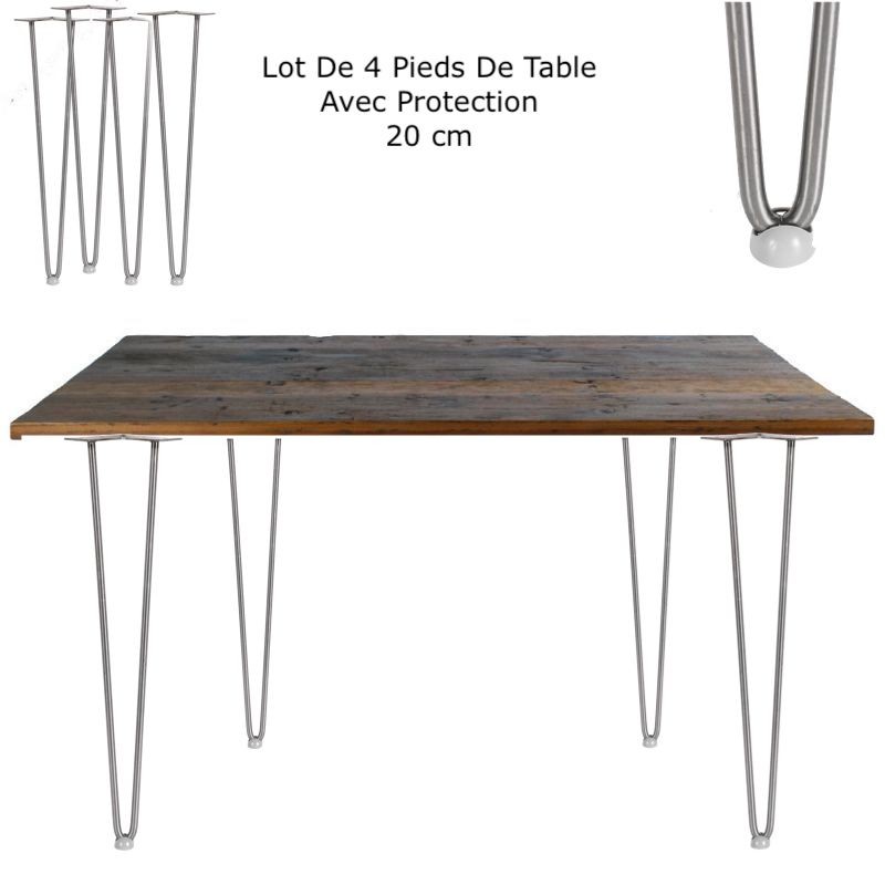 4 Pieds De Table, Avec Protections, Acier, 36 cm De Haut. Design, Loft