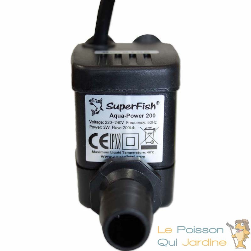 Pompe à eau submersible 200L/H 3W pour poisson, aquarium, étang ou  fontaines - Hauteur maximale de