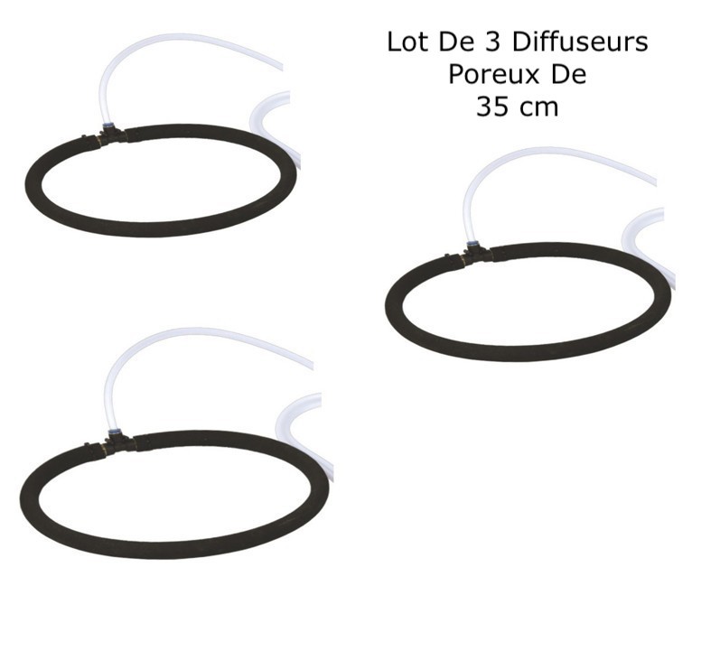 3 Diffuseurs D'Air Poreux 35 cm Pour Bassins De Jardin + Tuyau