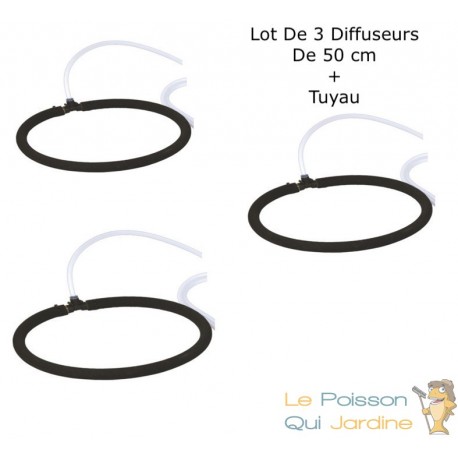 3 Diffuseurs D'Air Poreux 50 cm Pour Bassins De Jardin + Tuyau