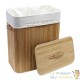 Panier À Linge, Bambou, Pliable, 105 L, Marron Clair, 2 Compartiments