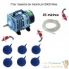 Set Aérateur Bassin de 3000, 4000 et 5000 L. Pompe à air bassin + 6 bulleurs