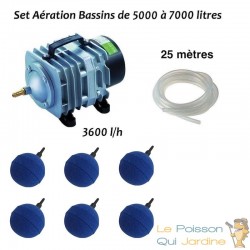 Set aération 6 boules bassin de 5000, 6000 et 7000 litres + aérateur