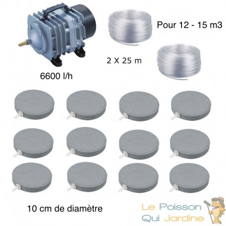 Set aération bassin 12 disques 10 cm de 12000 à 15000 litres