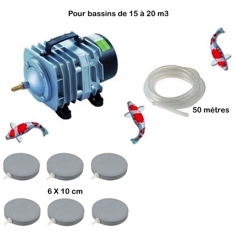 Set aération 6 disques 10 cm bassin de 15000 à 20000 litres