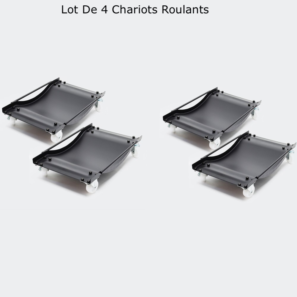 4 X Plateaux Roulants, Noirs, Chariot De Déplacement, Jusqu'à 450 Kg