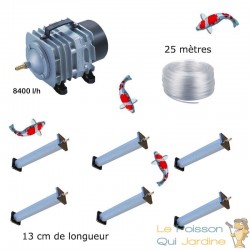 Set aération bassin de jardin 8400 l/h 6 diffuseurs 13 cm de 15000 à 20000 litres