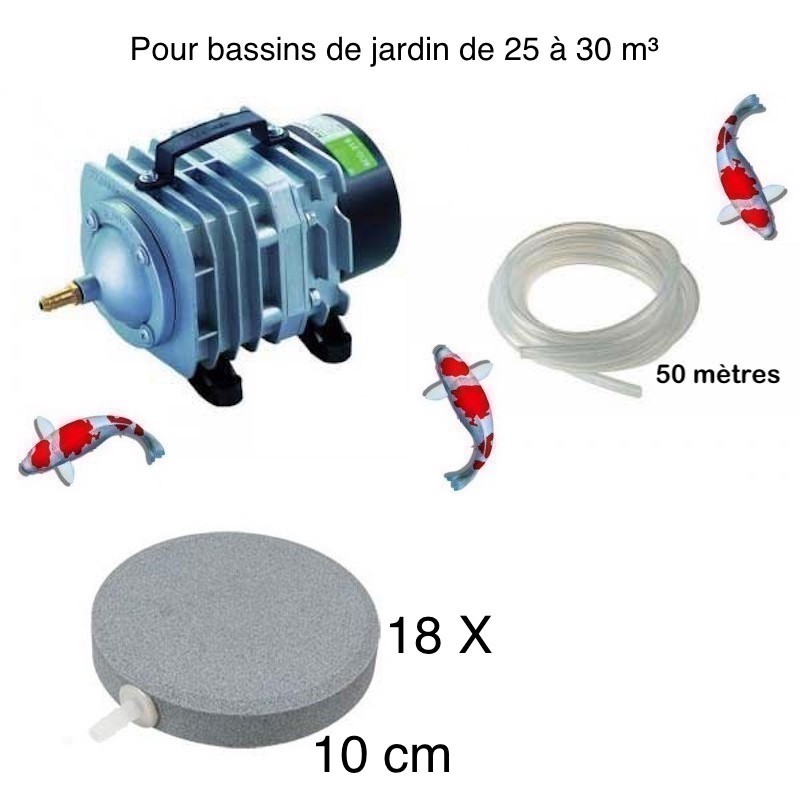 Set aération bassin de jardin 18 disques 10 cm de 25000 à 30000 litres