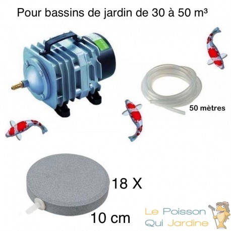 Set aération bassin de jardin 18 disques 10 cm de 30000 à 50000 litres