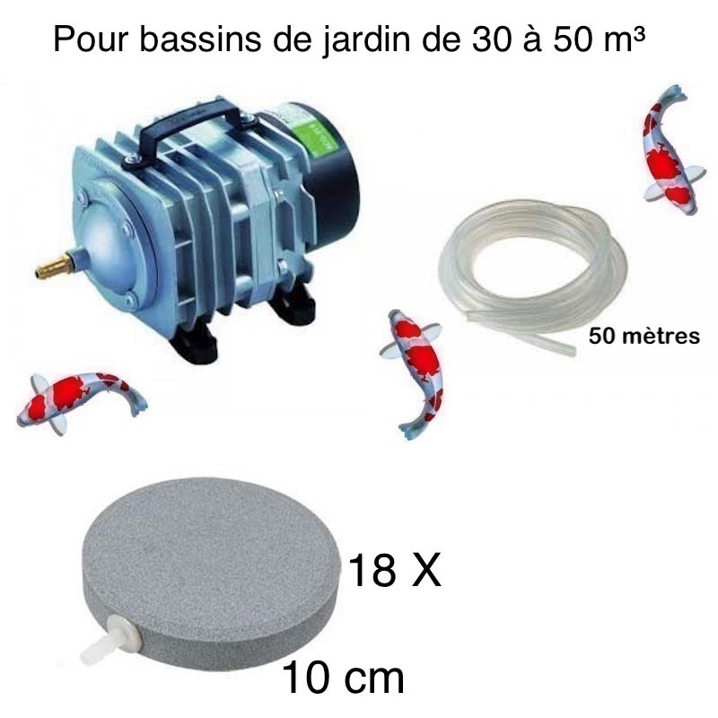 Set aération bassin de jardin 18 disques 10 cm de 30000 à 50000 litres