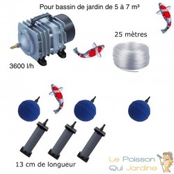 Set aération bassin 3600 l/h 3 Diffuseurs 13 cm + 3 boules de 5 à 7 m³