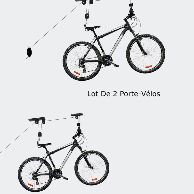 Lot de 2 Porte-Vélos, Support de Rangement au Plafond, Charge max 20kg