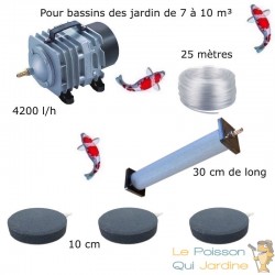 Set aération 1 Diffuseur 30 cm + 3 Disques 10 cm pour bassin de jardin de 7000 à 10000 litres