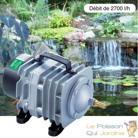 Compresseur aérateur de bassin de jardin : Débit de 2700 l/H pour bassin de 5000 à 7000 litres